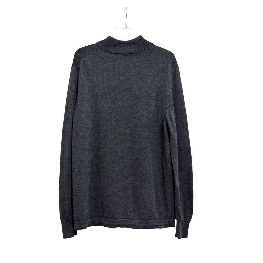 Jos A Bank Traveler Mens Large Charcoal Gray 100 Merino Wool Quarter Zip Sweater
